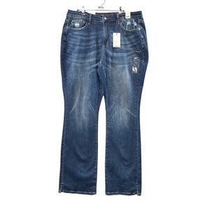 NWT Judy Blue High Waist Slim Bootcut Jeans Size 20W/34 Side Slit Dark Wash